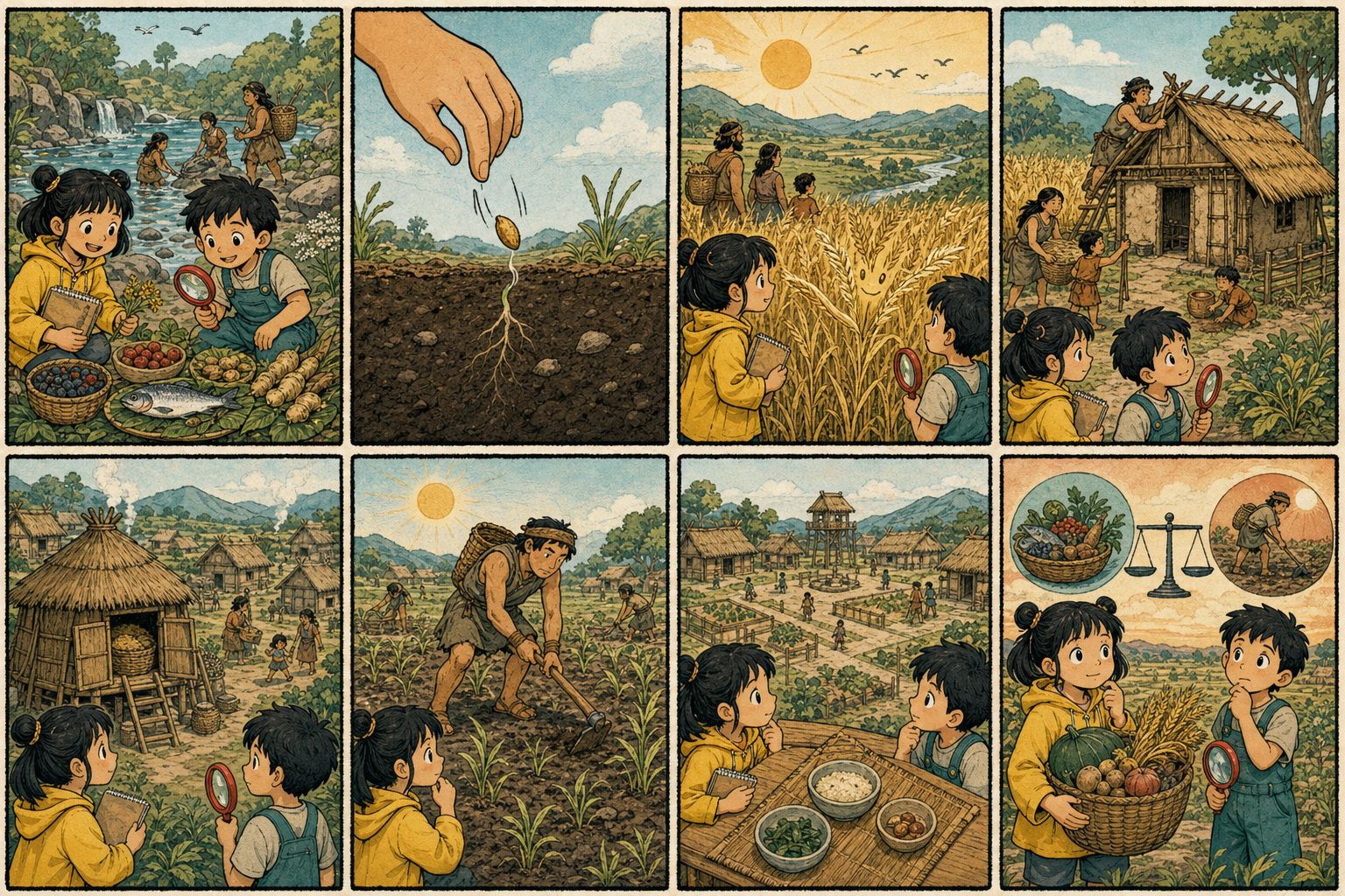 八格漫画:农业带来食物与村庄,也带来重复劳动